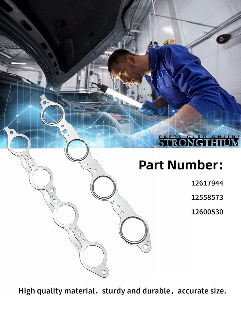 Strongthium LS Multi Layer MLS Header Exhaust Manifold Gasket Set 12617944 12558573 12600530 for GM LS1 LS2 LS3 LS6 LQ4 LQ9 3Pcs - Image 2